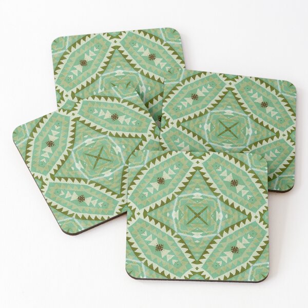Item preview, Kilim Rug design Print of Oriental Persian pattern, Runner Green, grey designed and sold by ZenArt-Fern.
