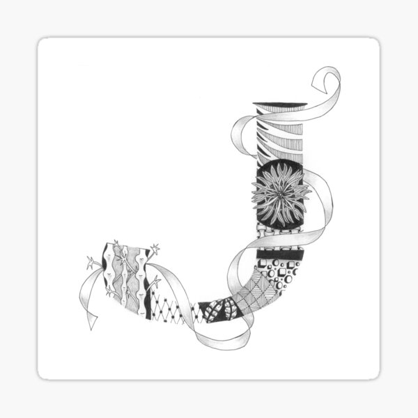 Zentangle®-Inspired Art - Tangled Alphabet - J Sticker