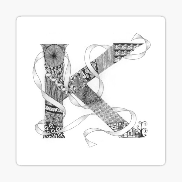 Zentangle®-Inspired Art - Tangled Alphabet - K Sticker