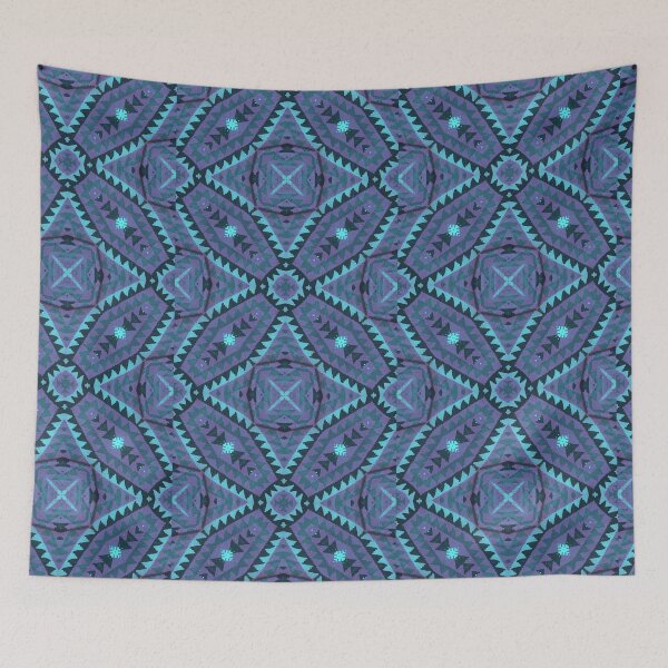 Item preview, Kilim Rug design Print of Oriental Persian pattern, Runner Navajo Blue Purple designed and sold by ZenArt-Fern.