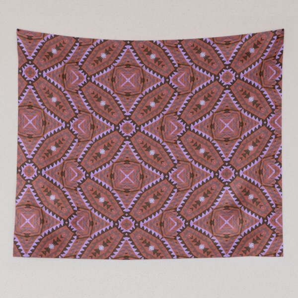 Item preview, Kilim Rug design Print of Oriental Persian pattern, Runner Navajo Brick red designed and sold by ZenArt-Fern.