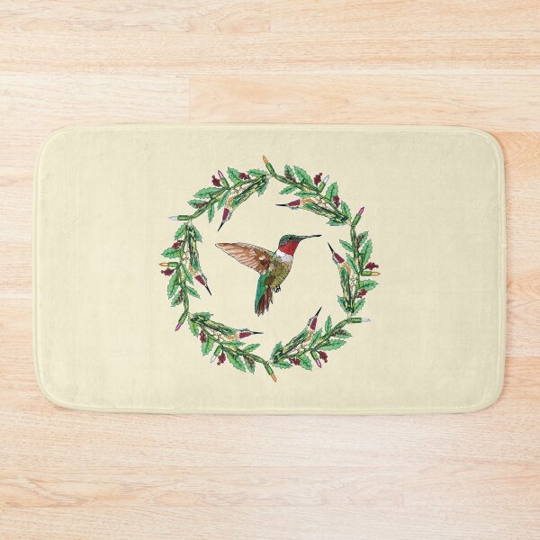 Item preview, Ruby throated Hummingbird Christmas Wreath for Clothing Home Stickers etc designed and sold by HummingbirdPics.
