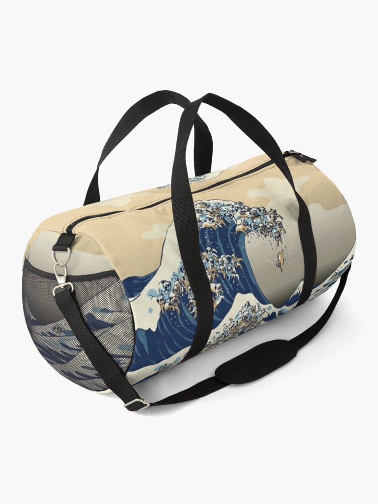 Discover The Great Wave of Pugs Vanilla Sky Duffel Bag