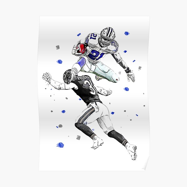 Ezekiel Elliott Dallas Cowboys Football Illustrated Art Poster 