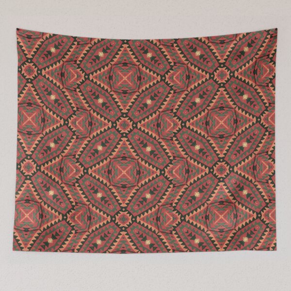 Item preview, Kilim Rug design Print of Oriental Persian pattern, Runner Navajo Red Brick 3 designed and sold by ZenArt-Fern.
