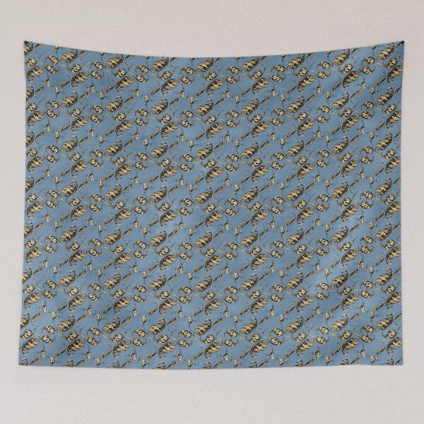Item preview, An ornate damask peacock gold on blue design designed and sold by AnnieHochmann.