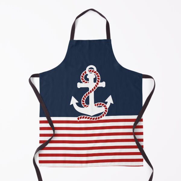 Item preview, Nautical red white stripes and red anchor on blue background designed and sold by IoanaHraball.