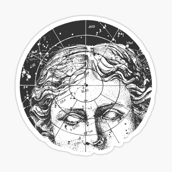 Item preview, Aphrodite statue face and starry sky designed and sold by CatMadePattern.