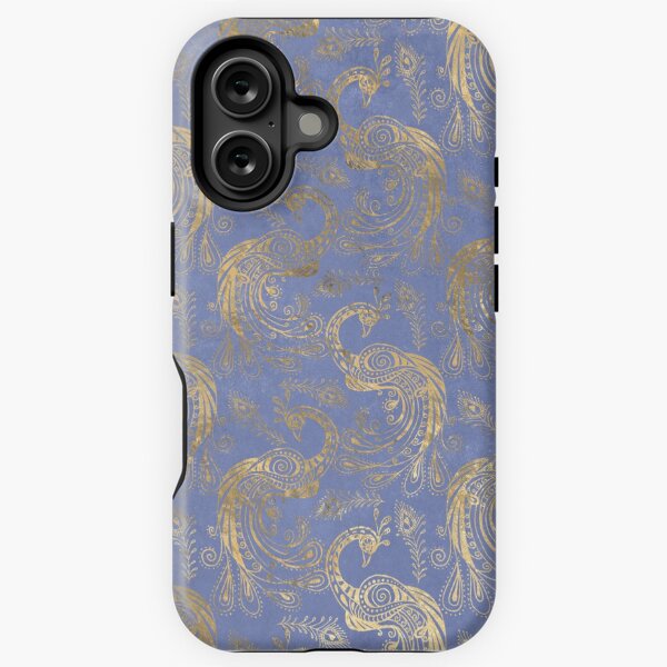 Item preview, An ornate peacock gold on blue design designed and sold by AnnieHochmann.