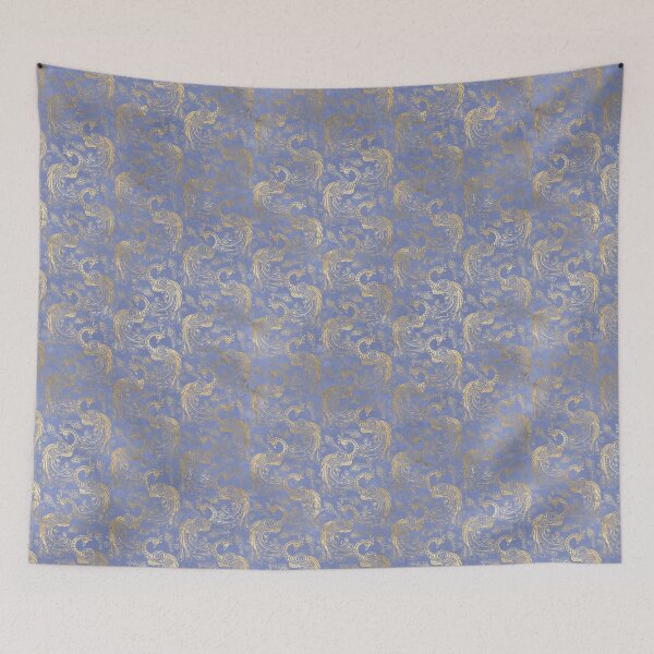 Item preview, An ornate peacock gold on blue design designed and sold by AnnieHochmann.