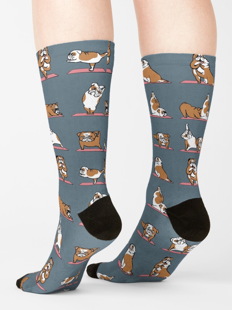 "English Bulldog Yoga" Socks for Sale by Huebucket Redbubble