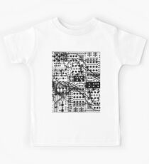 analog synthesizer modular system - black and white illustration Kids Tee