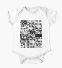 analog synthesizer modular system - black and white illustration One Piece - Short Sleeve