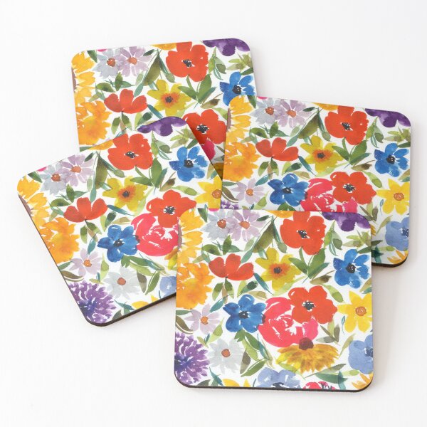Item preview, red, blue and yellow floral patter designed and sold by kosarandrea.