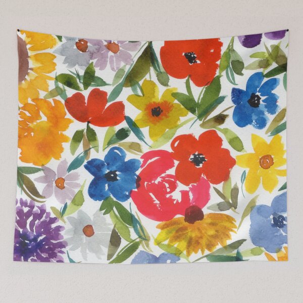 Item preview, red, blue and yellow floral patter designed and sold by kosarandrea.