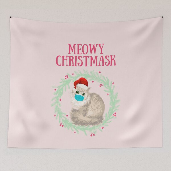 Item preview, Meowy Christmask Cute Christmas Cat designed and sold by The Little Wood Cottage.