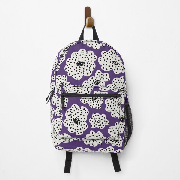 Item preview, Spotty black and cream retro floral on purple designed and sold by misentangled.