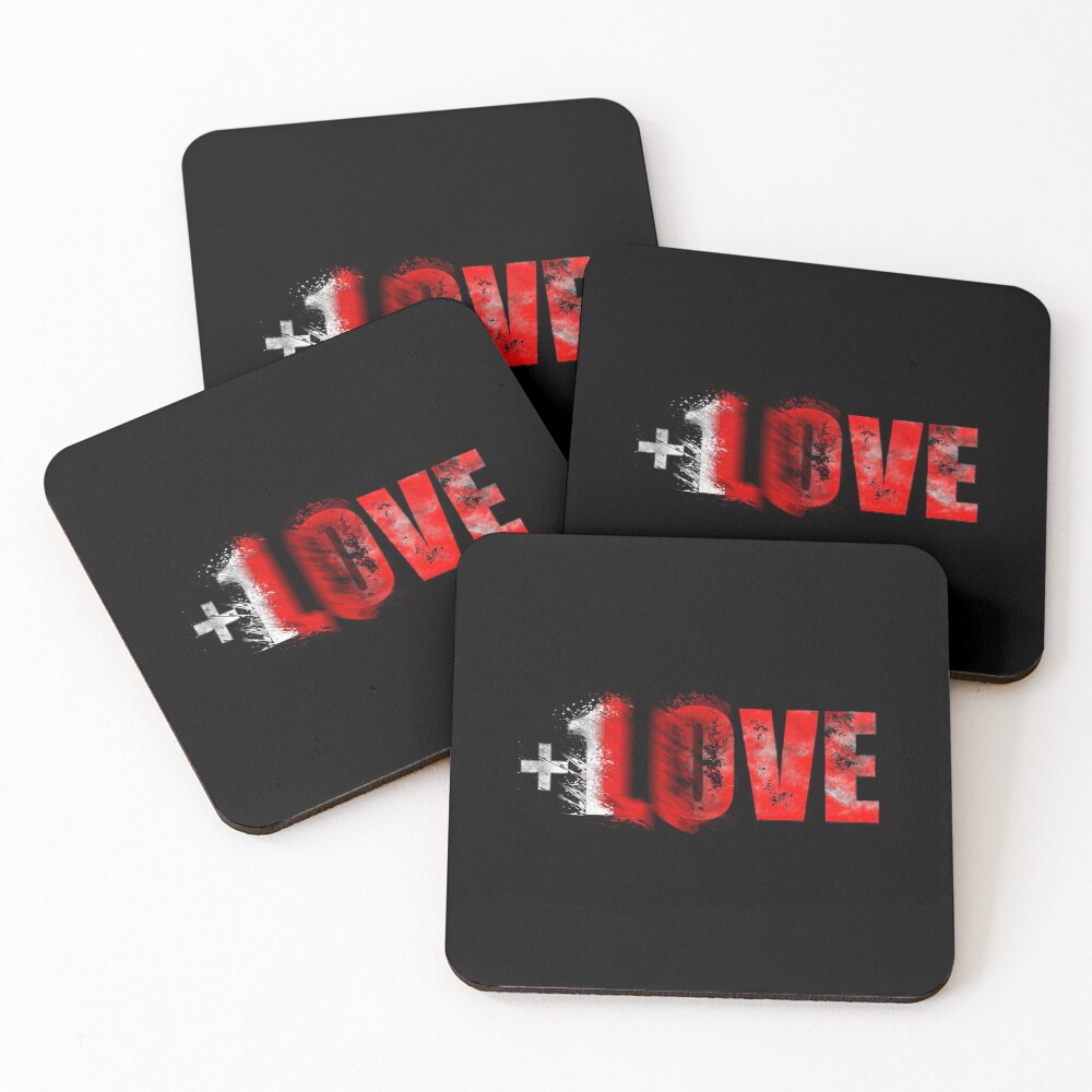 +1 LOVE scattered Coasters (Set of 4)