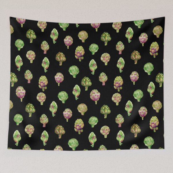 Item preview, Artichoke on black watercolor pattern designed and sold by AnjeseAnna.