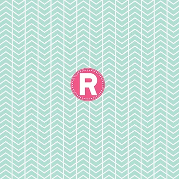 Artwork thumbnail, Chevron Turquois R by MonogramMonkey
