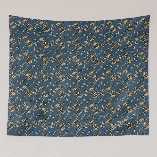 Item preview, An ornate damask peacock gold on dark blue design designed and sold by AnnieHochmann.