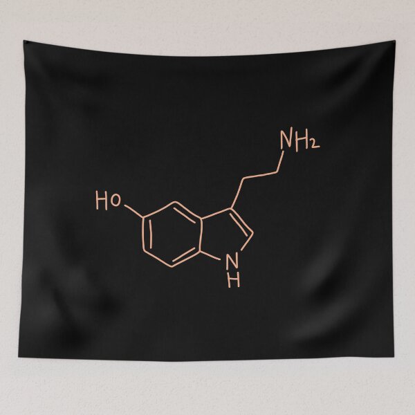Item preview, Peachy Orange Coral Red Serotonin Molecule Hand Drawn designed and sold by illhustration.