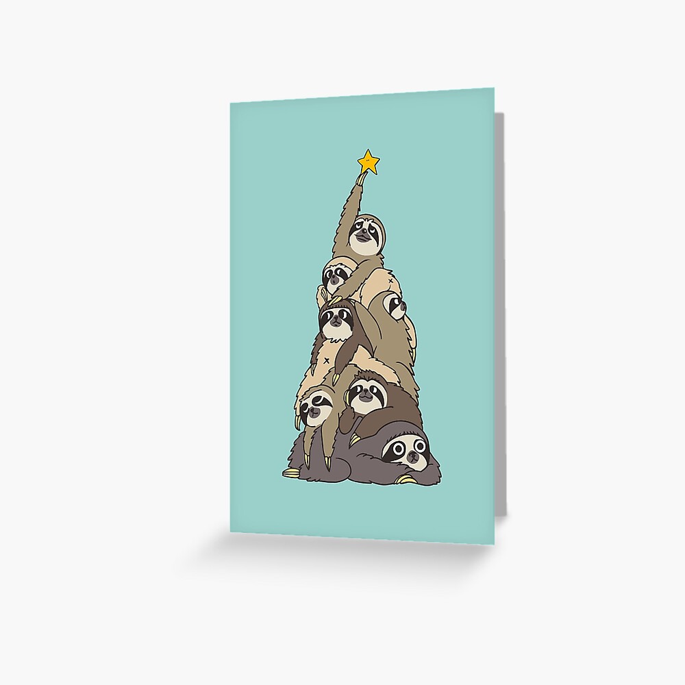Christmas Tree Sloths Greeting Card