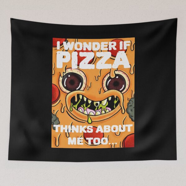 Item preview, Funny Pizza Face - I Wonder If Pizza Think About Me Too Joke Cartoon designed and sold by jacks-tees.