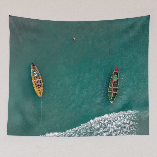 Item preview, Boats near the ocean shore designed and sold by PlantDemia.