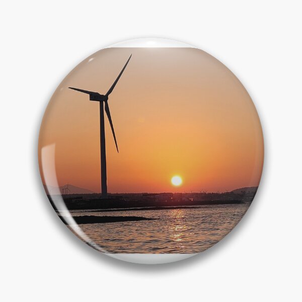 Item preview, Sunset and windmill on the jeju  island sea in Korea designed and sold by human8891.