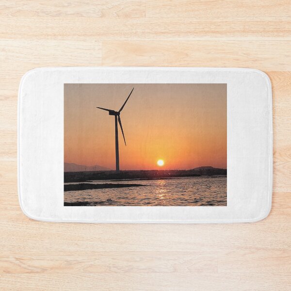 Item preview, Sunset and windmill on the jeju  island sea in Korea designed and sold by human8891.
