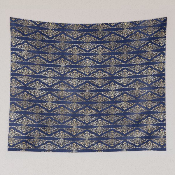 Item preview, An ornate gold damask on dark blue design designed and sold by AnnieHochmann.