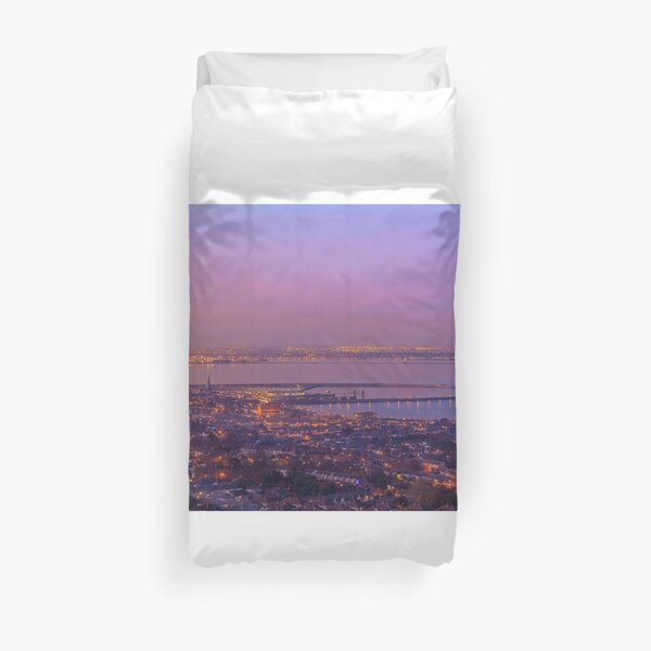 Night Falls on Dublin Bay Duvet Cover