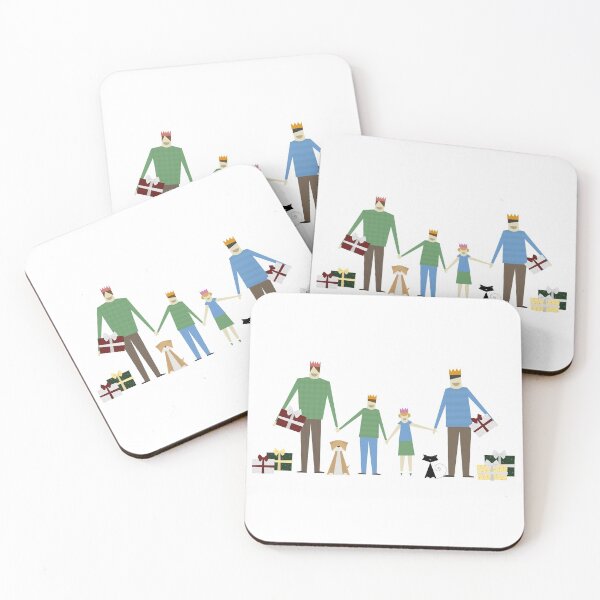 Item preview, Family with two dads holding presents designed and sold by chattleyworks.