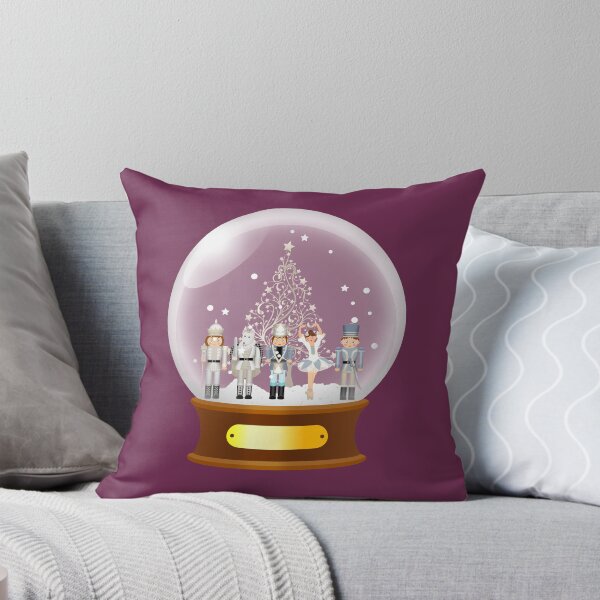 The Nutcracker Christmas Special - Snow Globe Edition - Nutcracker Ballet Scene - Nutcracker Christmas eve in a snow globe Throw Pillow