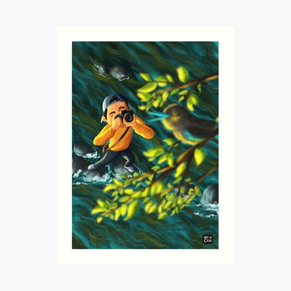 Clicking that bird Art Print