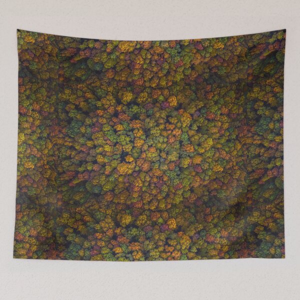 Item preview, Aerial top down view of vibrant colorful autumn forest designed and sold by Lukasz Szczepanski.