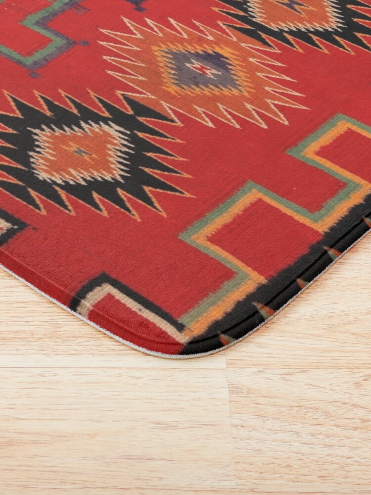 Alternate view of 1890 NAVAJO SADDLE BLANKET - UNALTERED SCAN OF ORIGINAL WORTH $38,000 - AUTHENTIC ORIGINAL COLORS Bath Mat