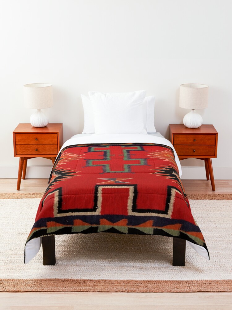 Alternate view of 1890 NAVAJO SADDLE BLANKET - UNALTERED SCAN OF ORIGINAL WORTH $38,000 - AUTHENTIC ORIGINAL COLORS Comforter