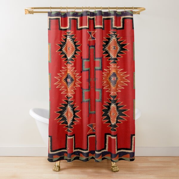 1890 NAVAJO SADDLE BLANKET - UNALTERED SCAN OF ORIGINAL WORTH $38,000 - AUTHENTIC ORIGINAL COLORS Shower Curtain