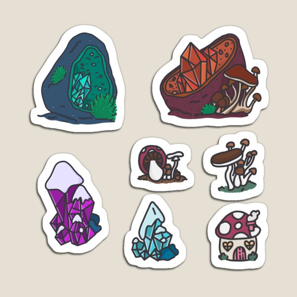 Crystals and Mushrooms Sticker Set! Magnet