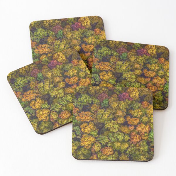 Item preview, Aerial top down view view of vibrant color autumn forest designed and sold by Lukasz Szczepanski.