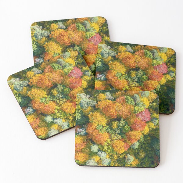 Item preview, Aerial top down view of vibrant colorful autumn forest designed and sold by Lukasz Szczepanski.