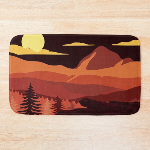 Item preview, Fascinating mountain landscape, misty forest, flat design, yellow, red watercolor design. Iphone or Samsung phone Case & Cover designed and sold by RoManSmArt.
