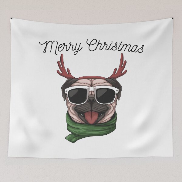 Item preview, Merry christmas pug designed and sold by Curlyhaire.