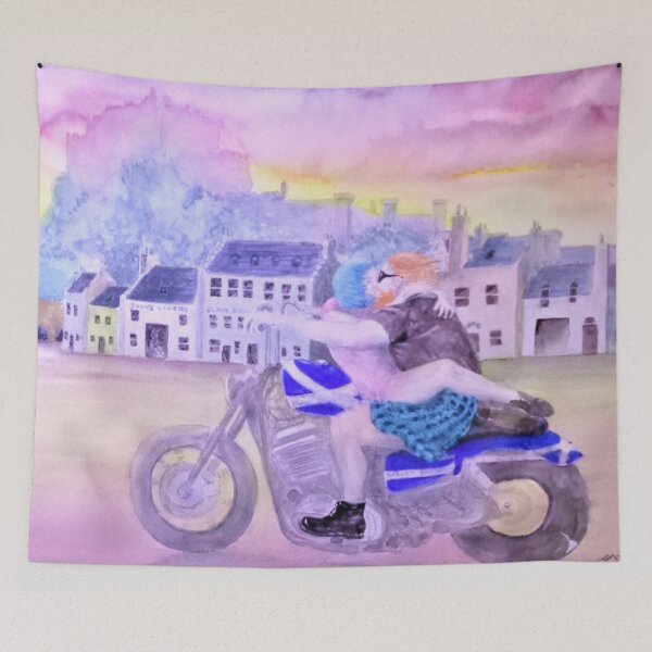 Item preview,  Biker couple under Edinburgh Castle designed and sold by Malc Sutherland.