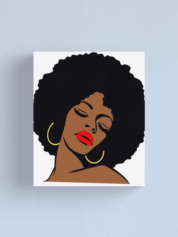 Afro Diva Red Lips Black Girl Magic Puff Natural Hair Melanin Canvas