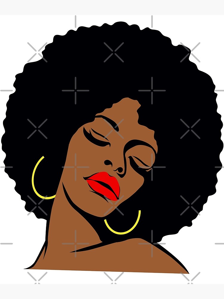 Afro Diva Red Lips Black Girl Magic Puff Natural Hair Melanin Poster