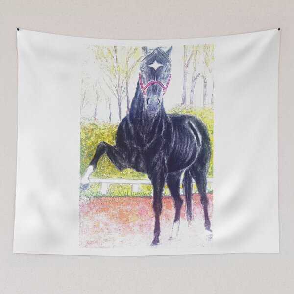 Item preview, Black horse playing painting designed and sold by horseaddicted.