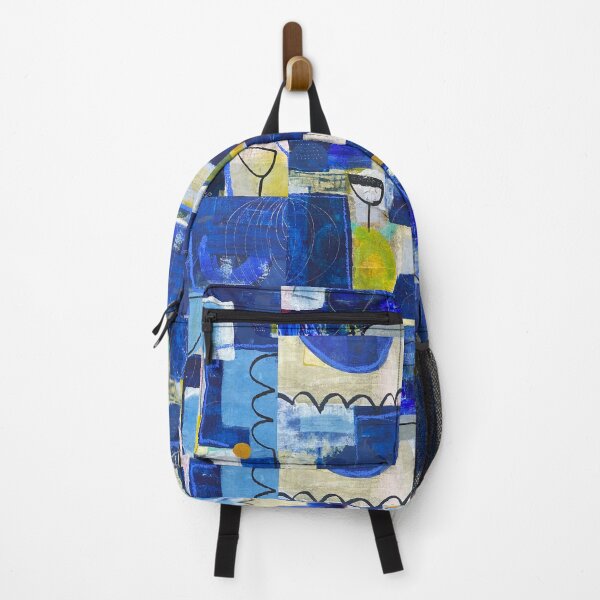 Item preview, Contemporary Bold Blue Mixed Media Shapes and Pops of Yellow designed and sold by Tesby.